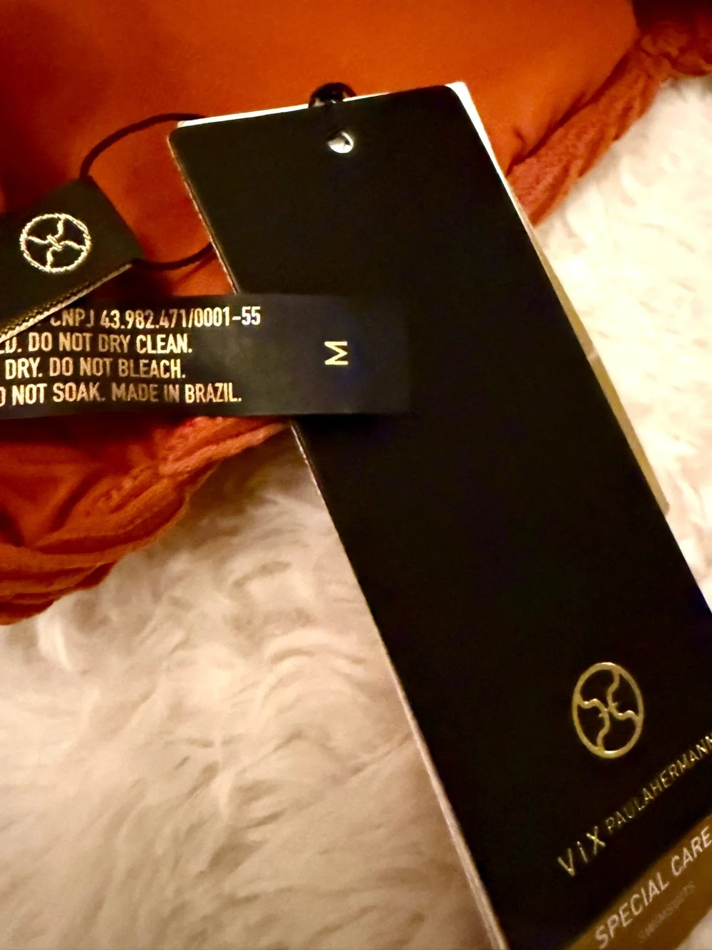 Vix Bikini Top Lina V-cut textured camel and gold bikini top bralette style - Picture 5 of 10